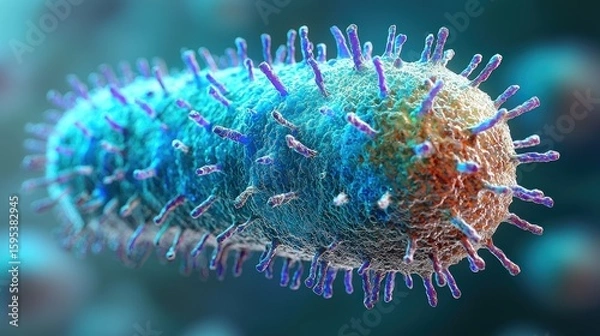 Obraz Microscopic View of a Bacteriophage Virus: A Detailed 3D Render of a Viral Structure