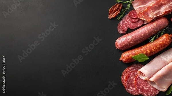 Obraz Assortment of cured meats display