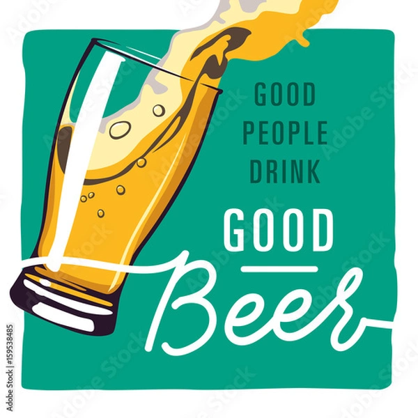 Obraz square beer illustration vector with text