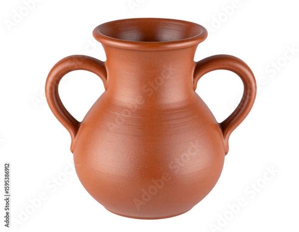 Fototapeta Old-World Terracotta Pitcher with Twin Handles – Top View PNG