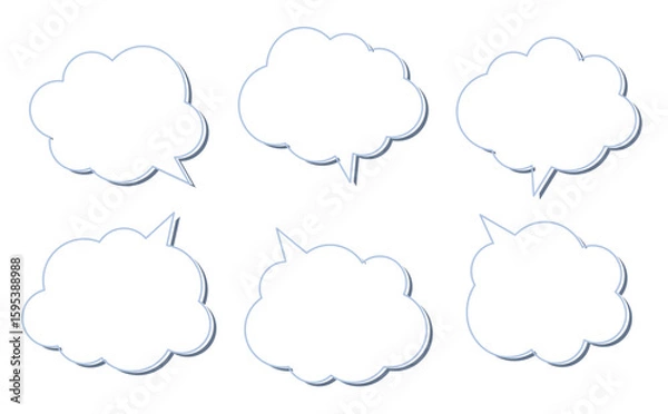 Fototapeta 枠と影付きのおしゃれな吹き出しセット