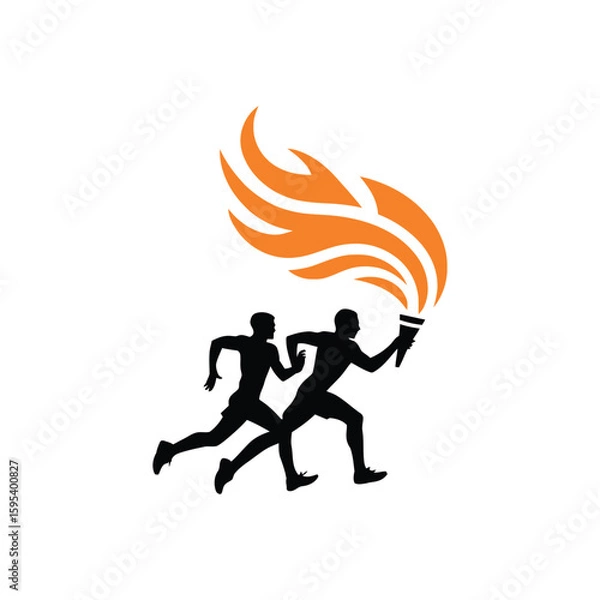 Fototapeta  Runner with Olympic Torch Royalty Silhouette Vector