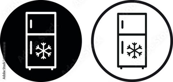 Fototapeta Refrigerator with snowflake icon set in two styles . Freezer cold icon . Vector illustration