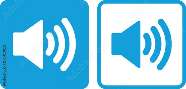 Fototapeta Blue speaker button icon set in two styles . Sound icon . Volume button icon . Vector illustration