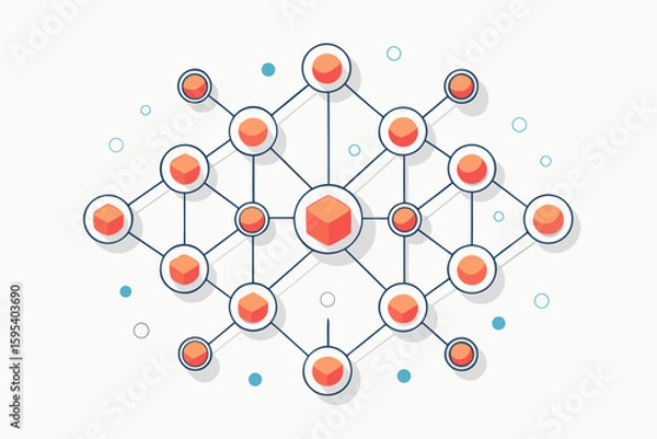 Fototapeta scattered floating nodes cluster connection icon