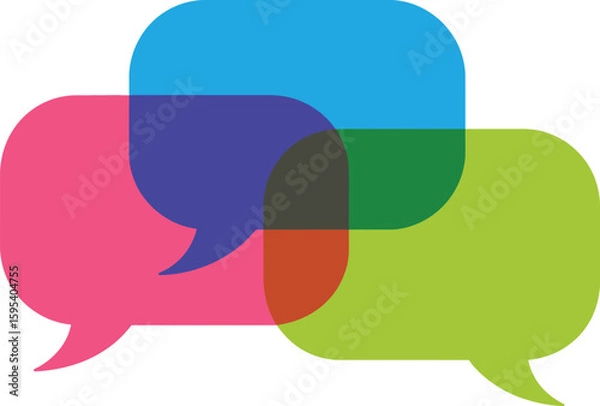 Fototapeta Abstract Colorful Overlapping Speech Bubbles, Communication Concept