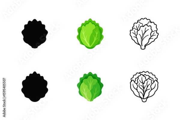 Obraz Set of lettuce silhouette vector line art illustration