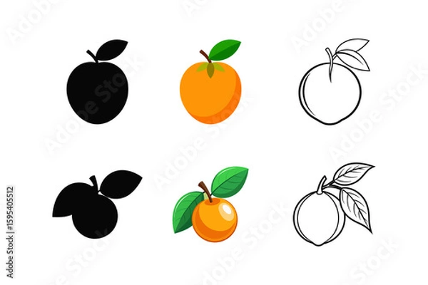 Obraz set of Loquat Fruit Vector on White Background loquat silhouette 