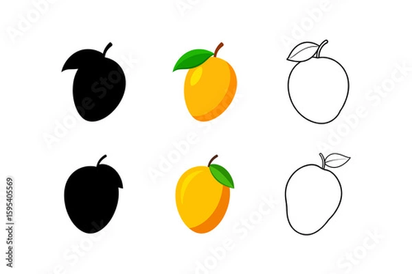 Obraz set of mango silhouette vector line art illustration