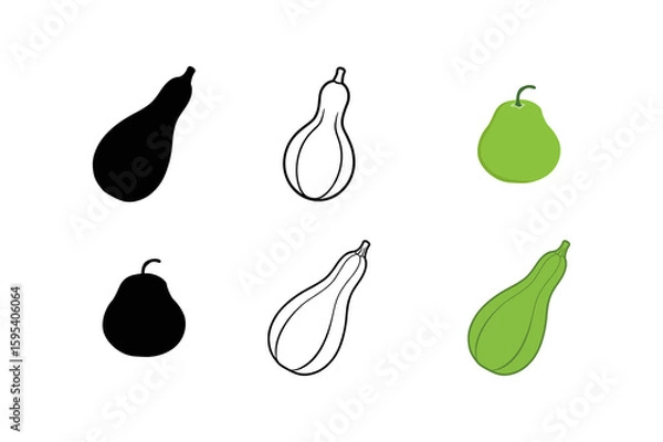 Obraz Set of Bottle gourd icon, vector set.  bottle gourd silhouette, symbol illustration
