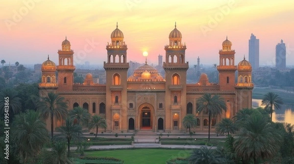 Obraz Sunset at the Al-Azhar University's Grand Building in Cairo, Egypt