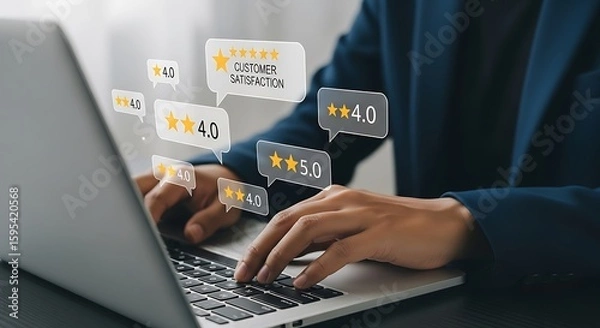 Fototapeta Boosting Customer Satisfaction: A Guide to Online Reviews and Ratings
