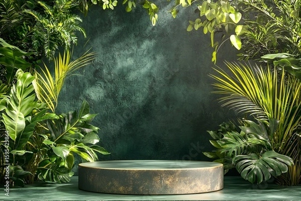Fototapeta Lush Tropical Background: Product Display Platform
