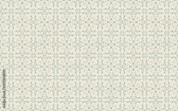 Fototapeta Intricate lace seamless pattern in soft pastel tones. Vintage, classic traditional European or Middle Eastern background for home decor, wallpaper, textiles, or decorative paper.