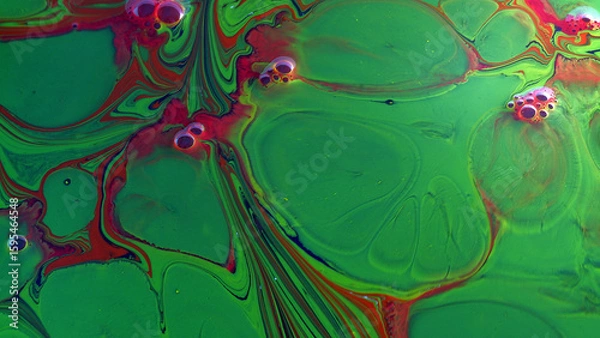 Fototapeta Magnificent water-based paint textures captured close-up of the magnificent marbling art