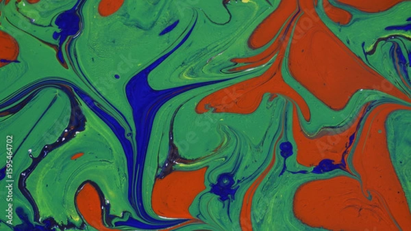 Fototapeta Magnificent water-based paint textures captured close-up of the magnificent marbling art