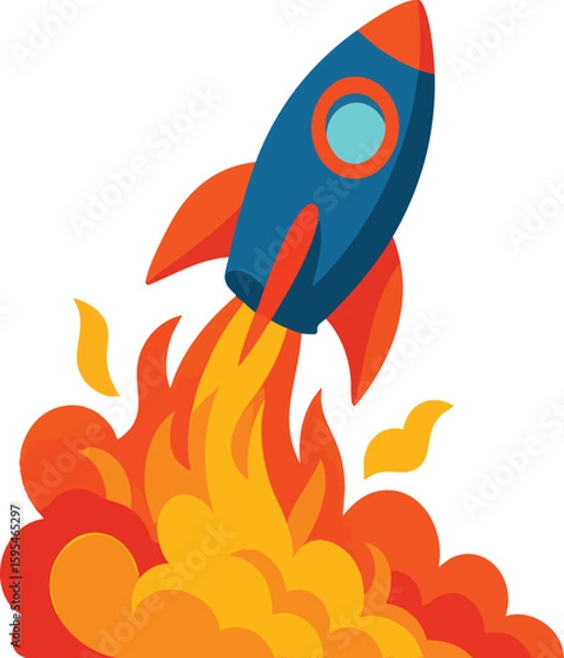 Obraz "Cartoon Rocket Launch Vector - Bold Colors & EPS