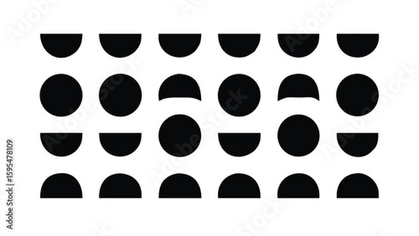 Fototapeta Abstract Black Circular Pattern with Half-Circles