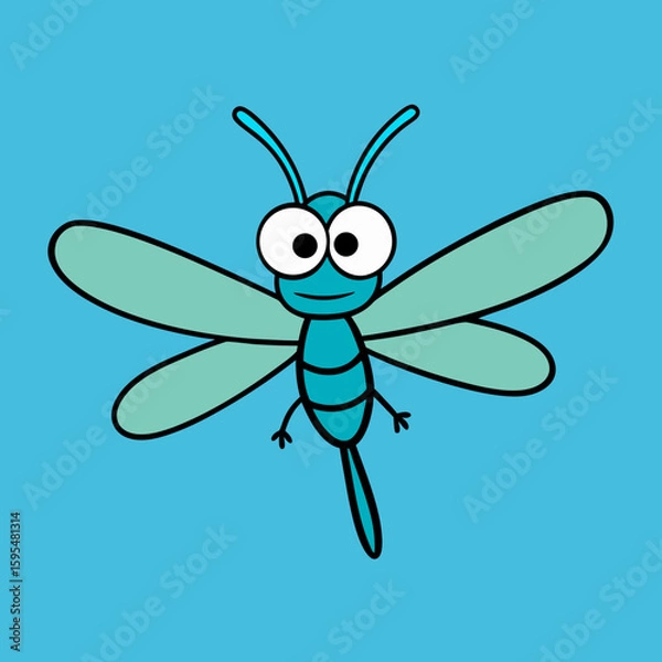 Fototapeta funny dragonfly vector art