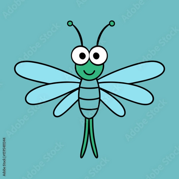 Fototapeta funny dragonfly vector art