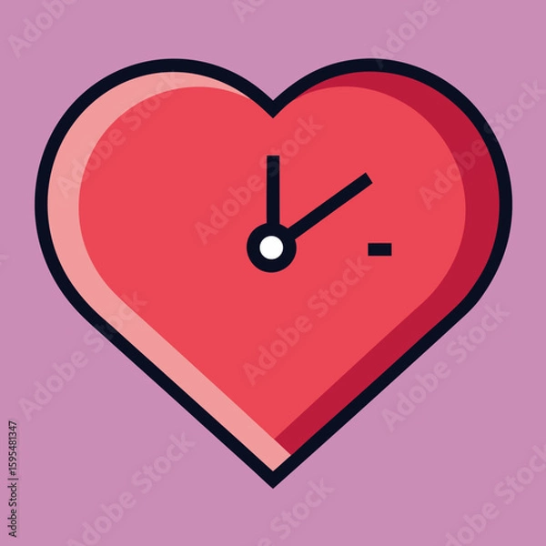 Fototapeta heart shafe clock vector art