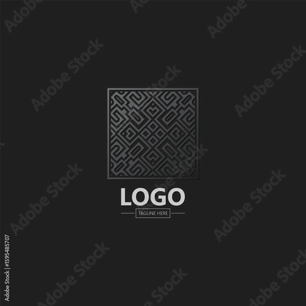 Fototapeta Minimalist Line Art Abstract Labyrinth Pattern Logo for Company Identity