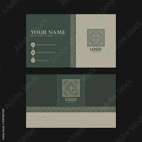 Fototapeta Geometric Pattern Business Card Design with Corporate Identity Layout