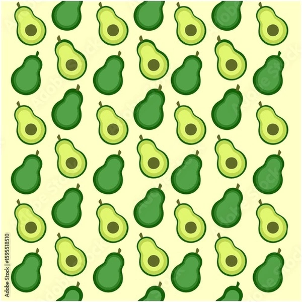 Obraz Avocado background with repeated design. Colorful cartoon than can use as template in web design
