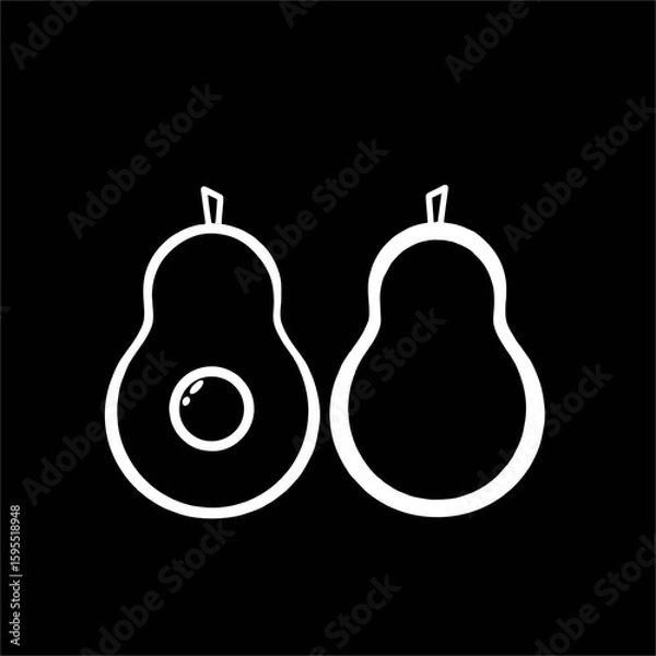 Obraz Black and white avocado icon in white background. Suitable for element graphic design. Vector illustration