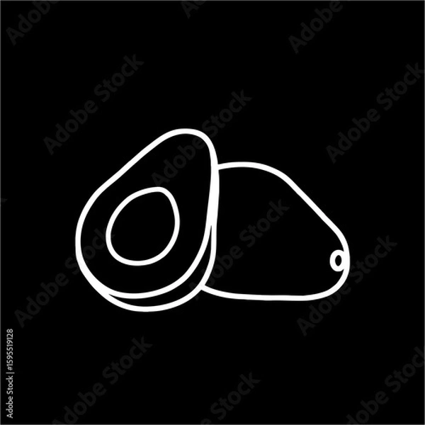 Obraz Black and white avocado icon in white background. Suitable for element graphic design. Vector illustration