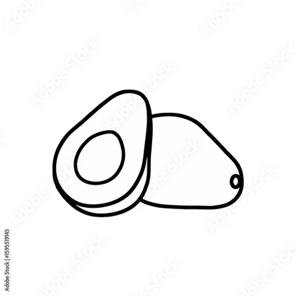 Obraz Black and white avocado icon in white background. Suitable for element graphic design. Vector illustration