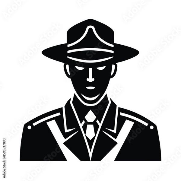 Fototapeta vector illustration of a soldier with a hat