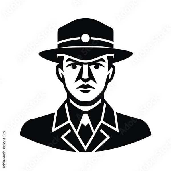 Fototapeta vector illustration of a soldier with a hat