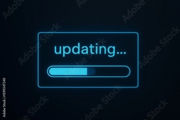 Obraz Technology and system update concept with glowing progress bar showing active installation process