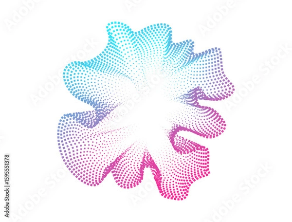 Fototapeta Set of multicolored round abstract sound abstract glowing neon dot wave. Digital equalizer, futuristic technology. Colorful dotted circle for music poster and banner. Vector radial spectrum.