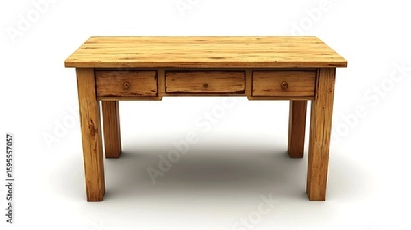 Fototapeta Wooden desk with three drawers.