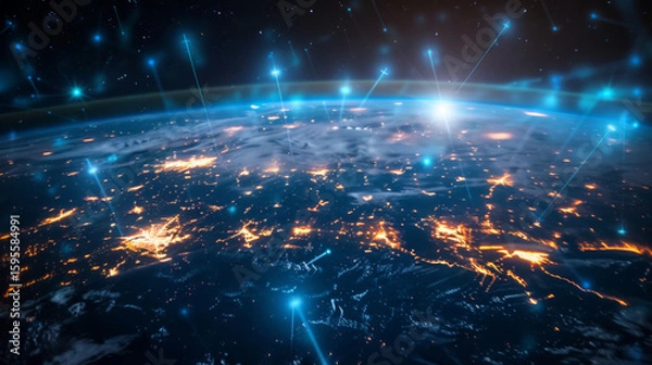 Fototapeta Big Data Network Surrounding Planet Earth