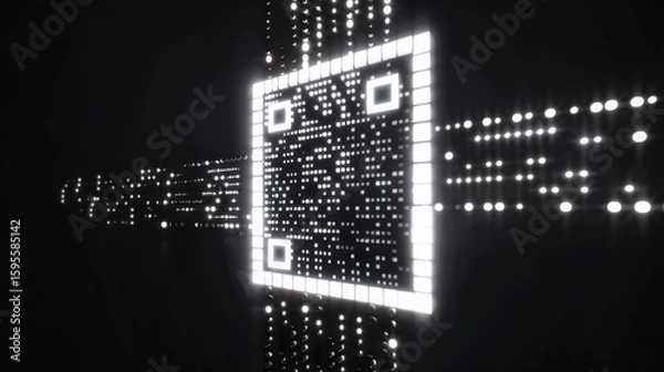 Fototapeta Scanning QR Pattern with Tech Effect
