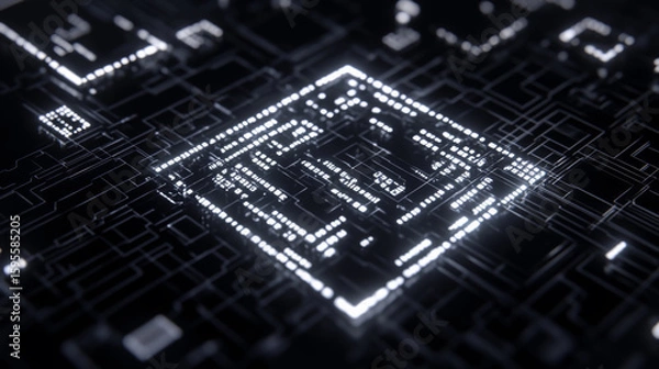 Fototapeta Circuit Board with Glowing Lines