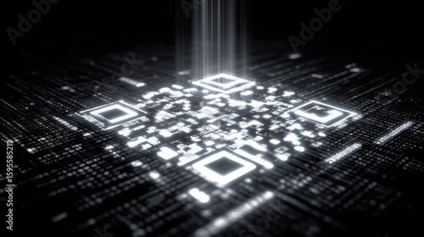 Fototapeta Futuristic QR Code Background