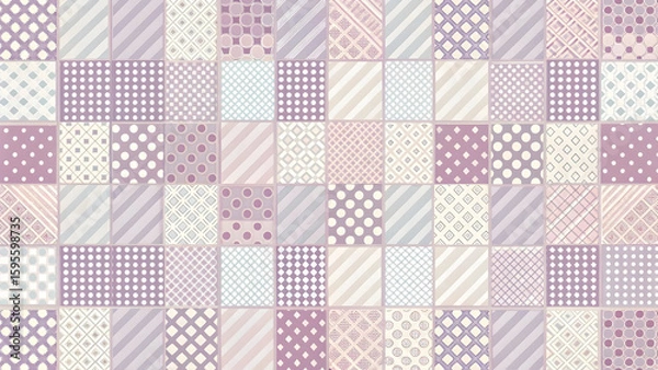 Obraz Purple Geometric Patchwork Pattern with Squares and Textures