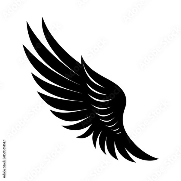 Fototapeta Side Profile Black Wings Silhouette Vector Set