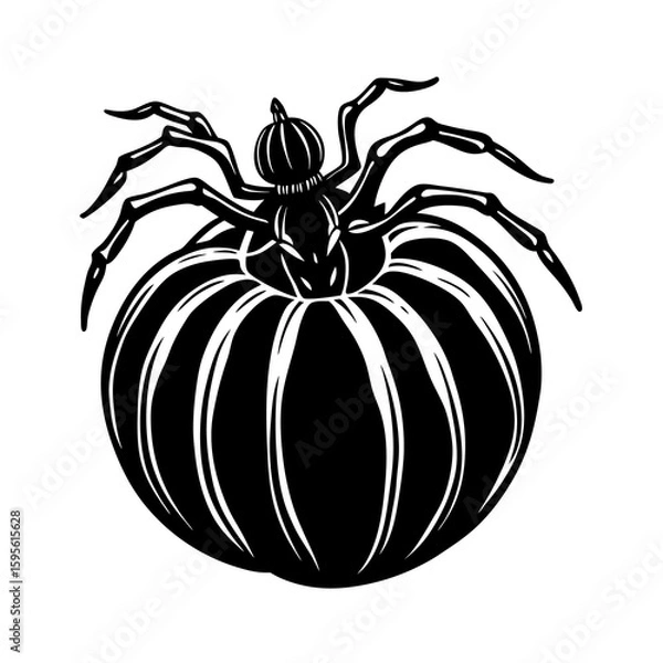 Fototapeta Spider Crawling On Pumpkin Vector
