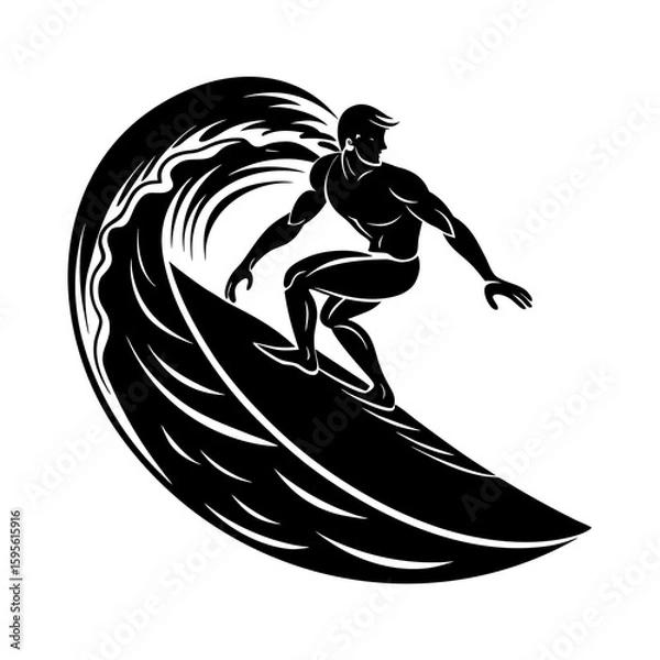 Obraz Surfer Riding A Big Wave Vector