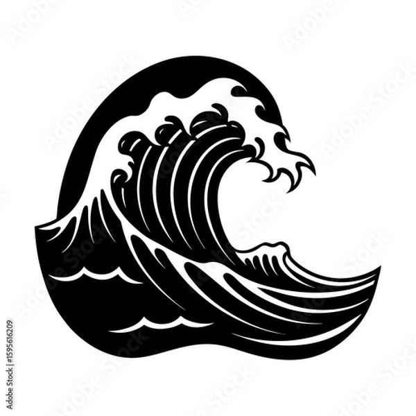 Fototapeta Tsunami Wave In Profile Vector