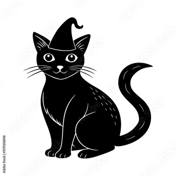 Obraz Witchs Black Cat Sitting Vector