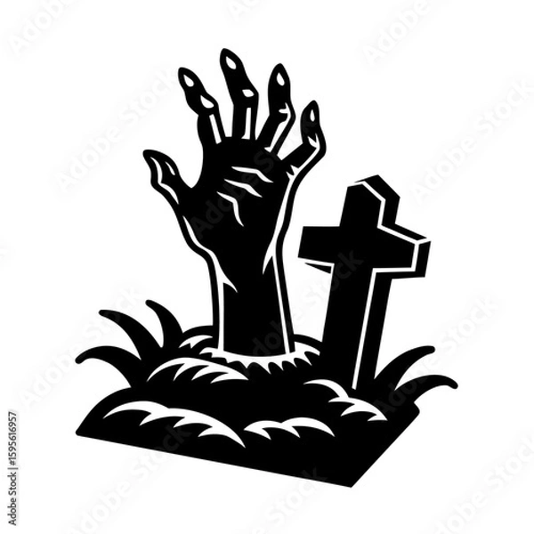 Obraz Zombie Hand Rising From Grave Vector