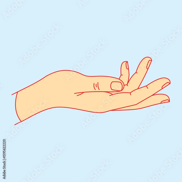 Fototapeta Illustration of an open hand facing upwards in a simple line style, suitable for communication themes, gestures, requests, or symbols of help.