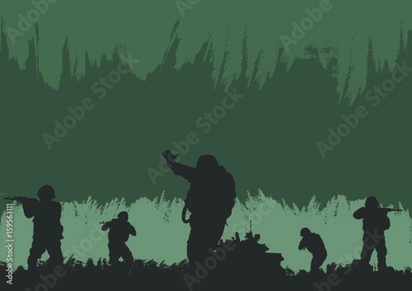 Fototapeta Soldiers on the performance of the combat mission.