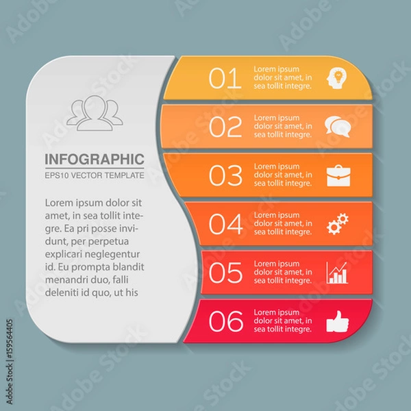 Fototapeta Szablon infografiki wektorowej, 6 opcji.